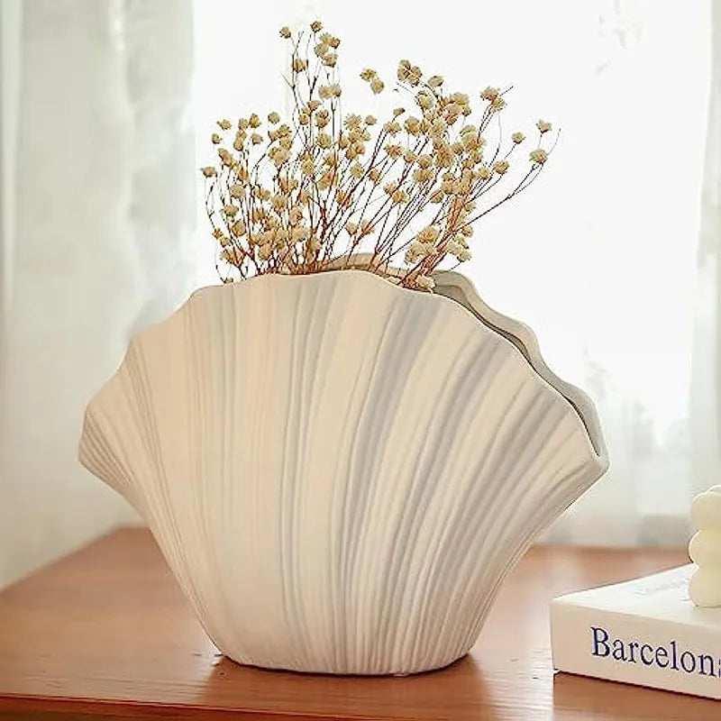 White Shell Ceramic Vase