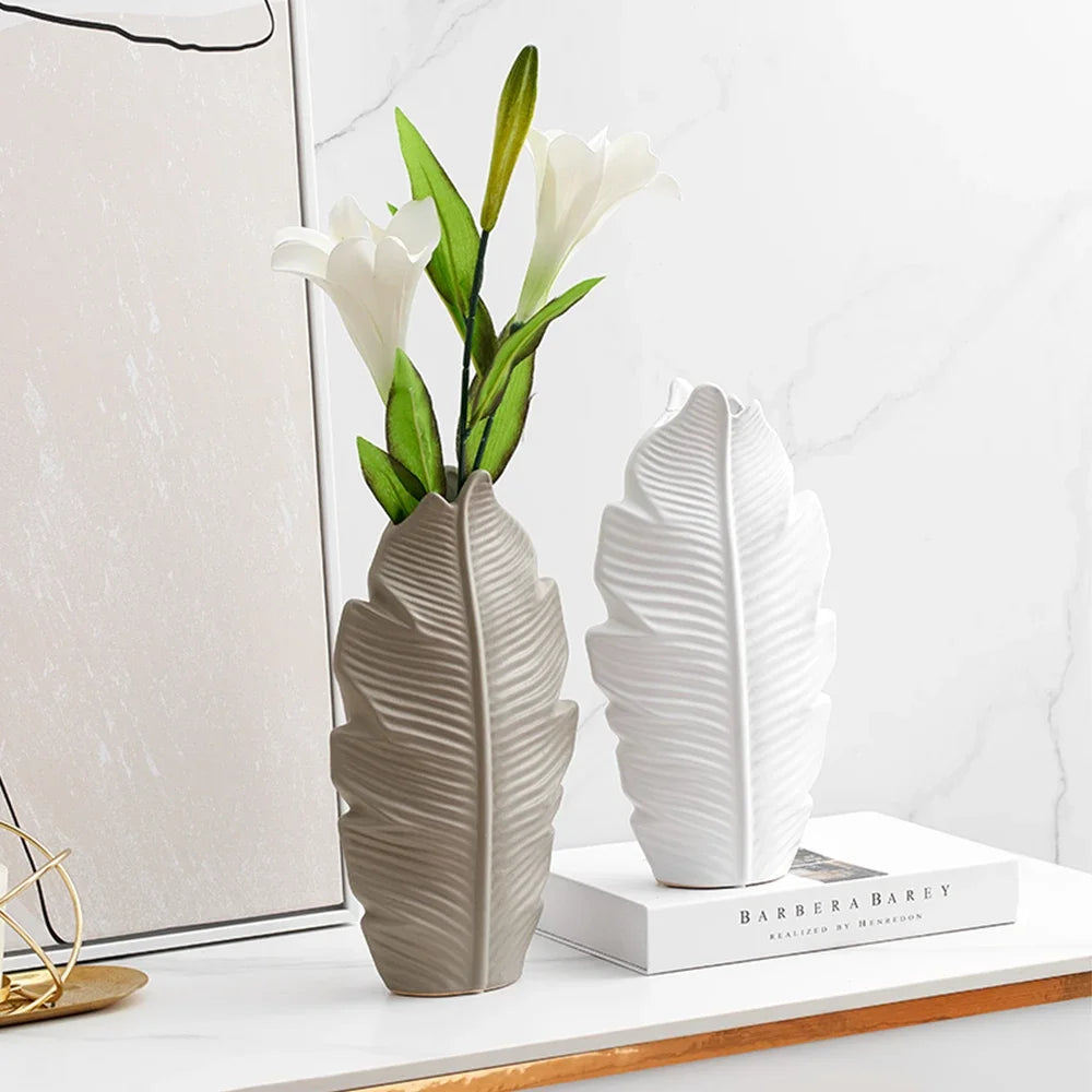 Luxury Ceramic Leaf Vase