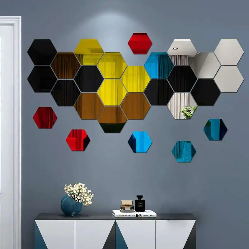 CrystalHex 3D Mirror Wall Tiles