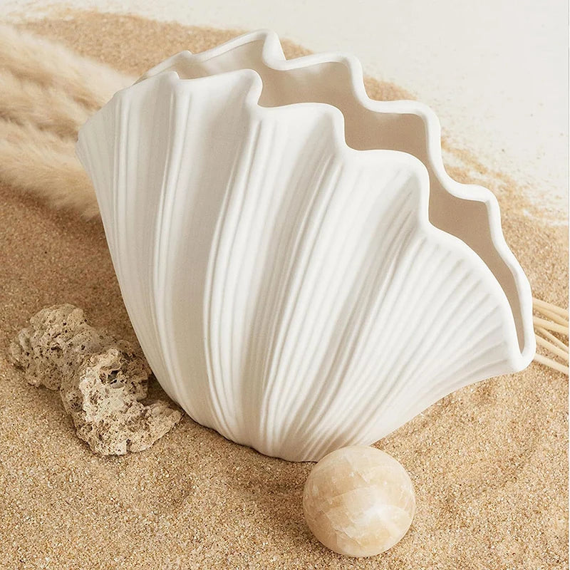 White Shell Ceramic Vase