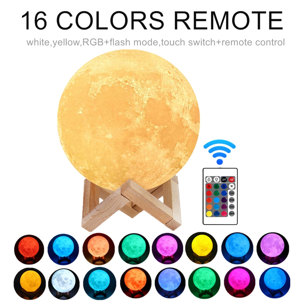 3D LED Moon Night Light