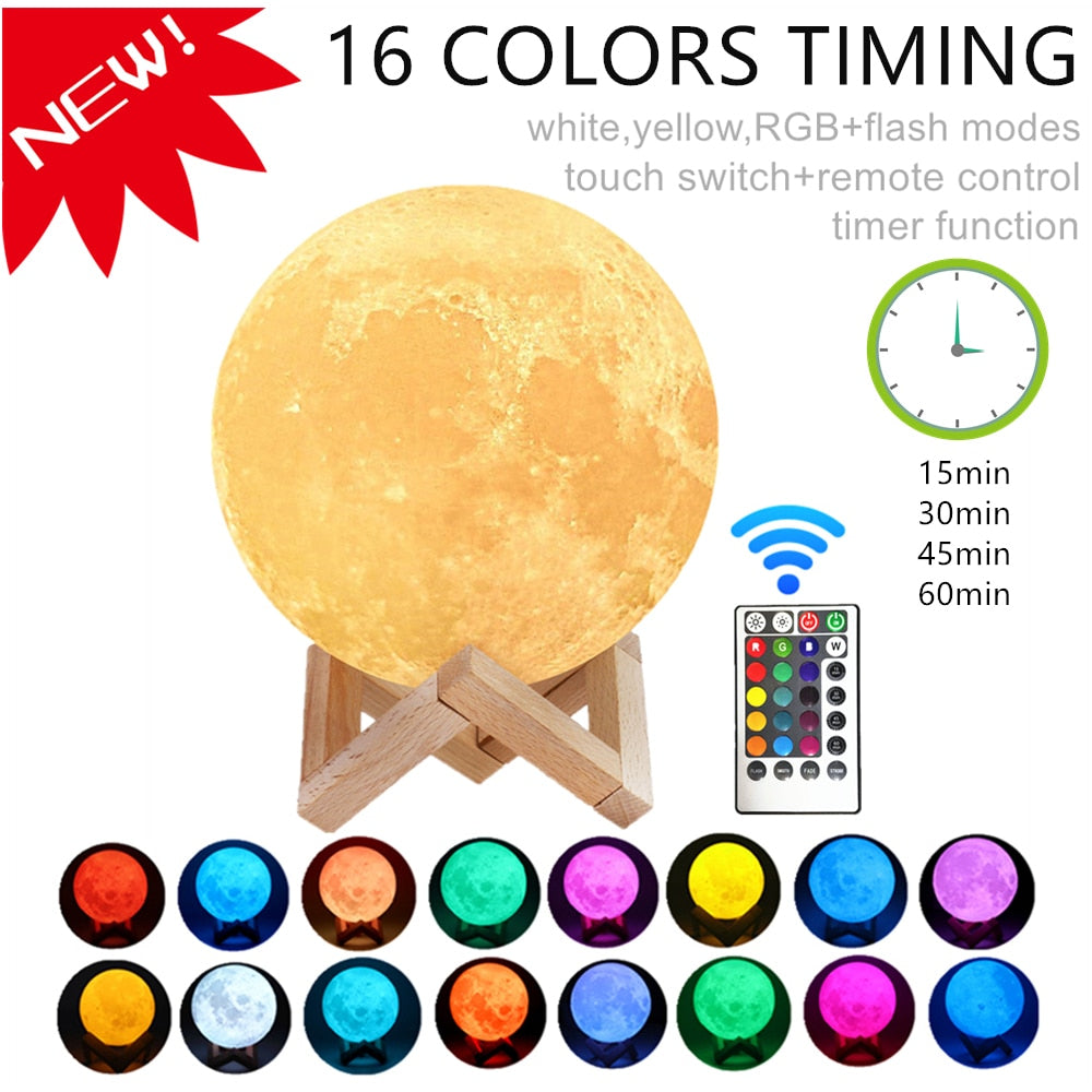 3D LED Moon Night Light