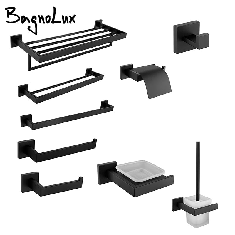 Matte Black Bathroom Accessories Set