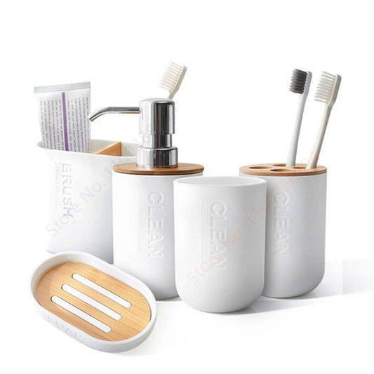 Bamboo Soap Dispenser Set