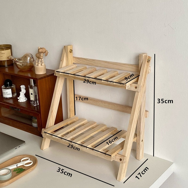 Double Layer Adjustable Wooden Bookshelf