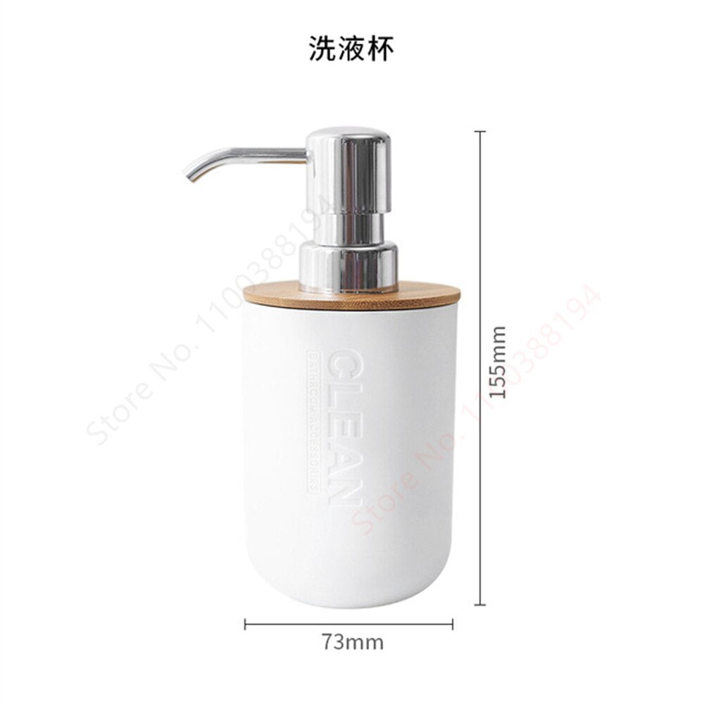 Bamboo Soap Dispenser Set