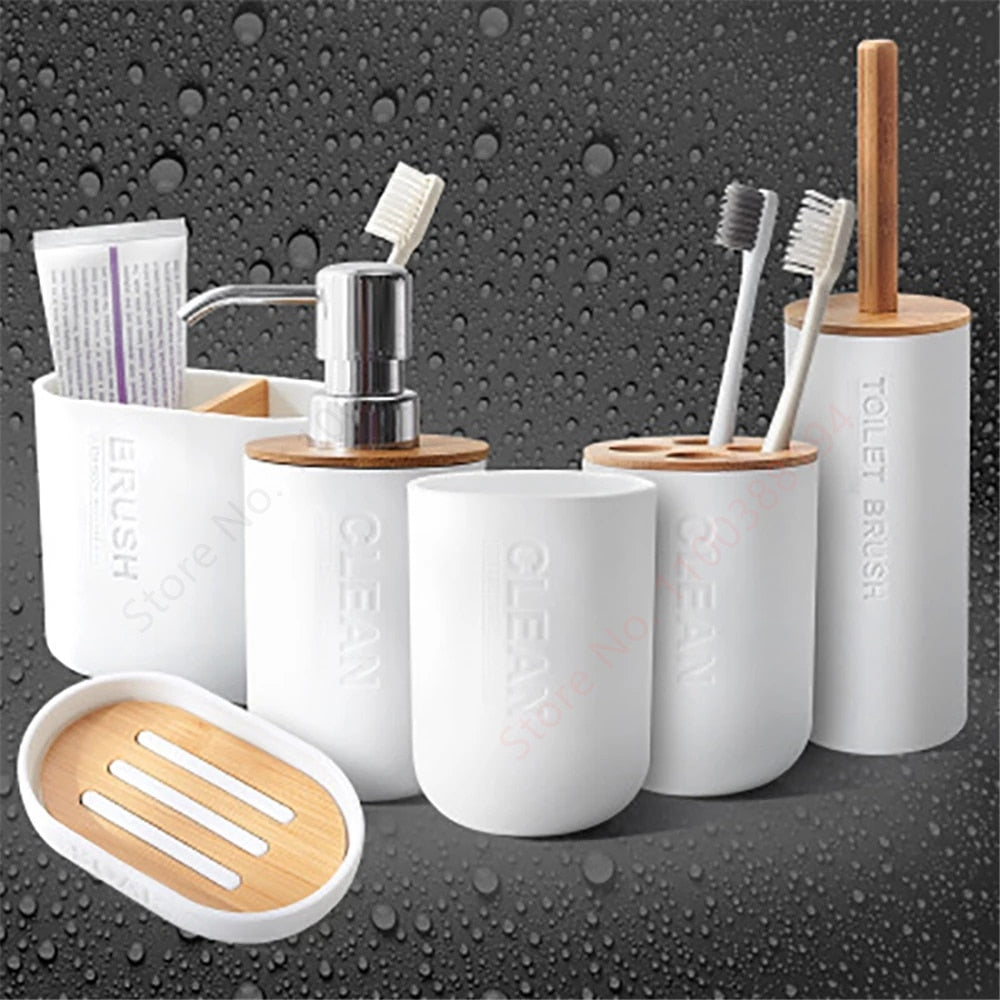 Bamboo Soap Dispenser Set