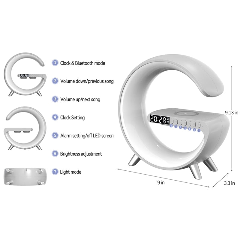 Wireless Fast Charging Bluetooth Speaker & Alarm Clock