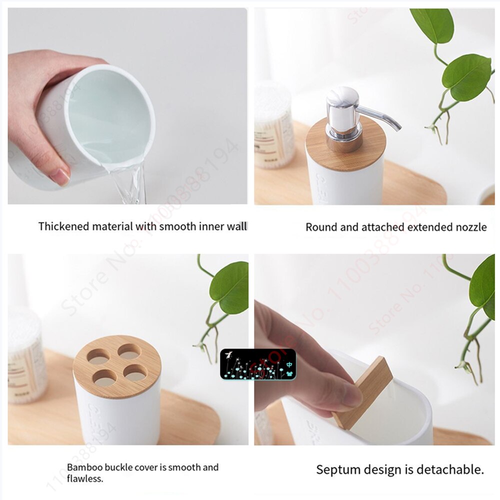 Bamboo Soap Dispenser Set